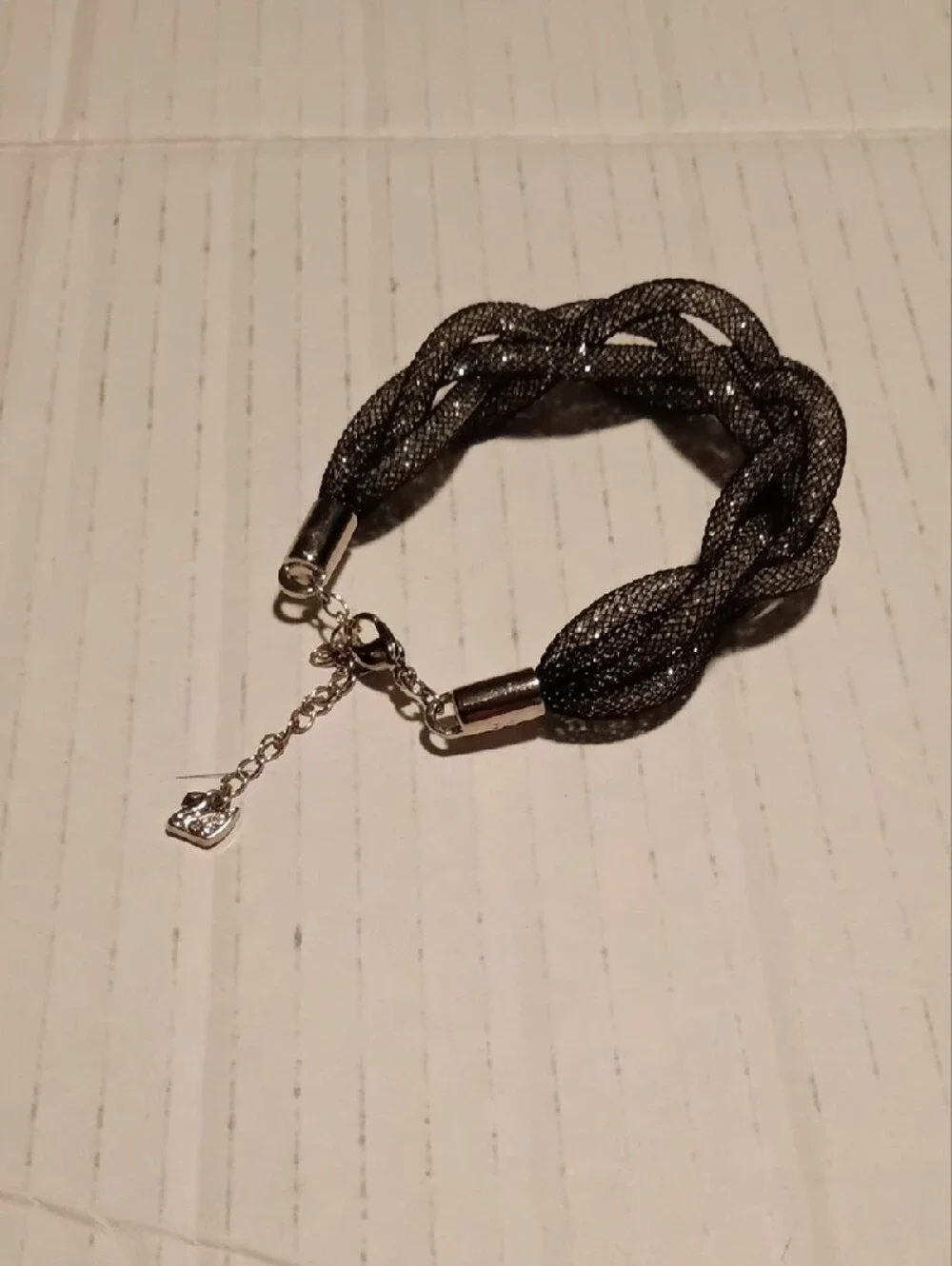 Swarovski Bracelet Crystal Stardust BangleCoil Wrap Chrome Gray Retired